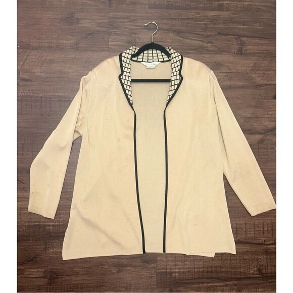 Misook Tan Black Knit Blazer Jacket, Sz Medium, MSRP $378 - Picture 1 of 9